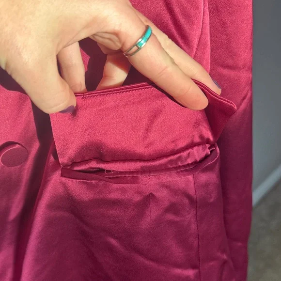 House of Harlow 1960 Satin Blazer - Burgundy - Picture 5 of 12